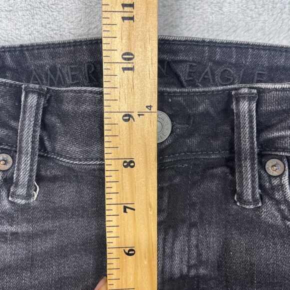 American Eagle Outfitters Mens 30x34 Black Denim Stretch Distressed Straight Leg - Picture 11 of 13
